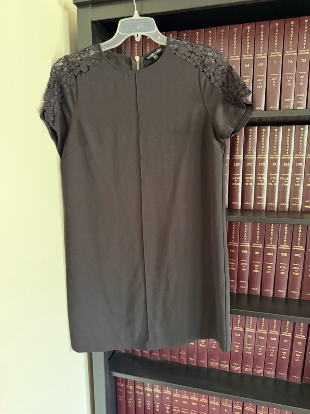 Felicity & Coco Black Lace-Shoulder Mini Shift Dress